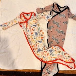 Two Copper Pear Newborn Knot Gowns